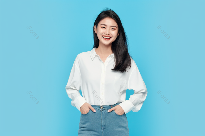 蓝色背景毕业旅行美女形象人物摄影图,高清,摄影图,摄影图片,图片大全,摄影图免费下载